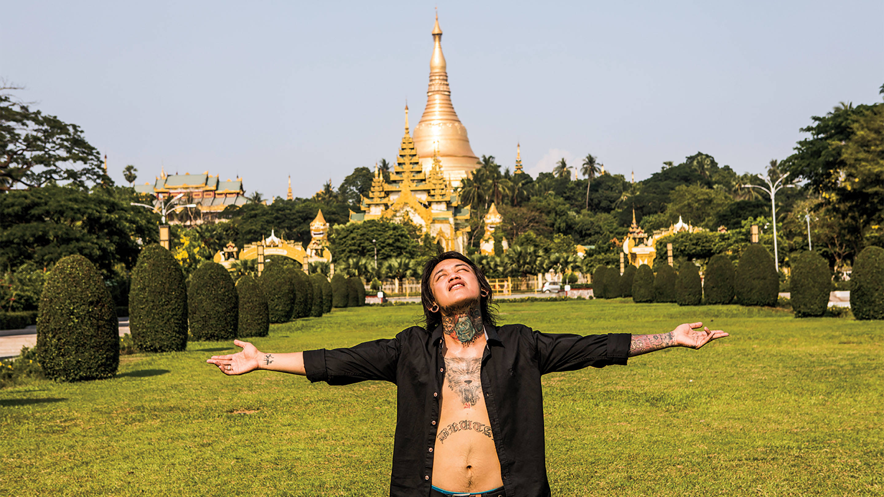 Yangon punker Min Sid at Shwedagon Pagoda